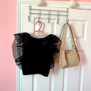 Black Zara Frill Crop Top